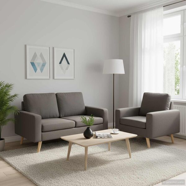 vidaXL Juego de sof&aacute;s de 2 piezas de tela gris taupe