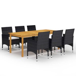 vidaXL Juego de comedor de jard&iacute;n de 7 piezas negro