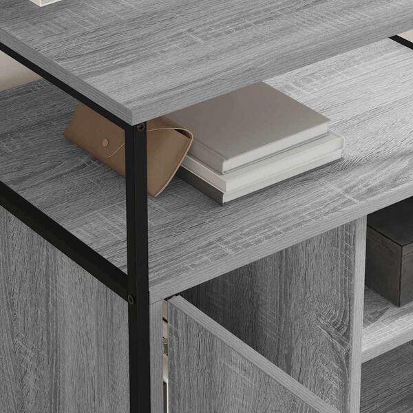 vidaXL Armario de Oficina con Estación de Carga con rueda Gris sonoma