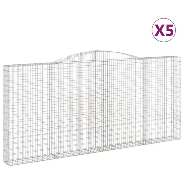 vidaXL Cestas de gaviones 5 uds forma de arco hierro 400x30x180/200 cm