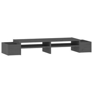 vidaXL Soporte para monitor madera maciza de pino gris 100x27,5x15 cm
