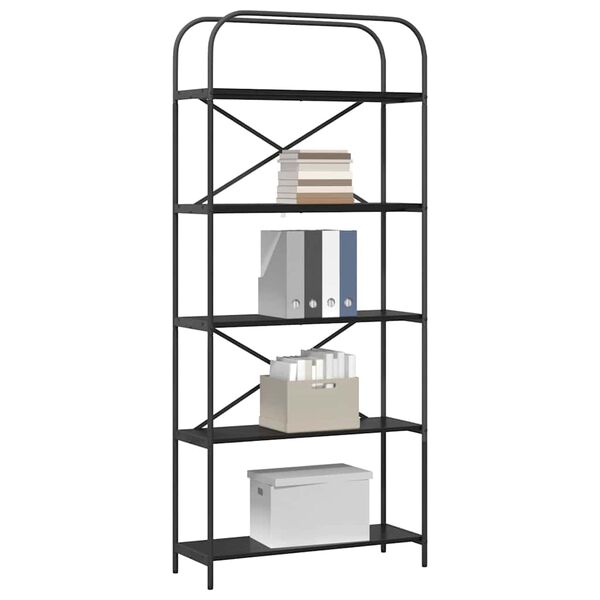 vidaXL Estante de libros Roble Negro 80 x 30 x 183 cm