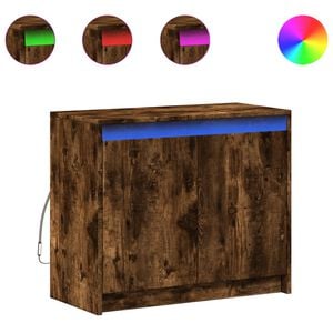 vidaXL Aparador con LED madera ingenier&iacute;a roble ahumado 72x34x61 cm