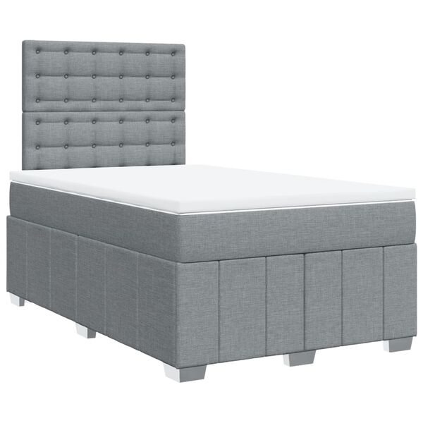 vidaXL Cama box spring con colch&oacute;n tela gris claro 120x190 cm