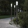 vidaXL Balizas de luz con toma de corriente, 3 unidades, 110 cm, acero inoxidable, IP44
