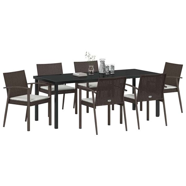 vidaXL Conjunto de Comedor de Jard&iacute;n 7 pcs Marr&oacute;n y Negro