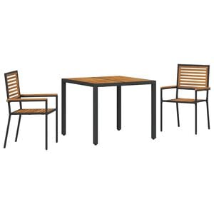 vidaXL Conjunto de Comedor de Jard&iacute;n 3 uds. Negro y Marr&oacute;n