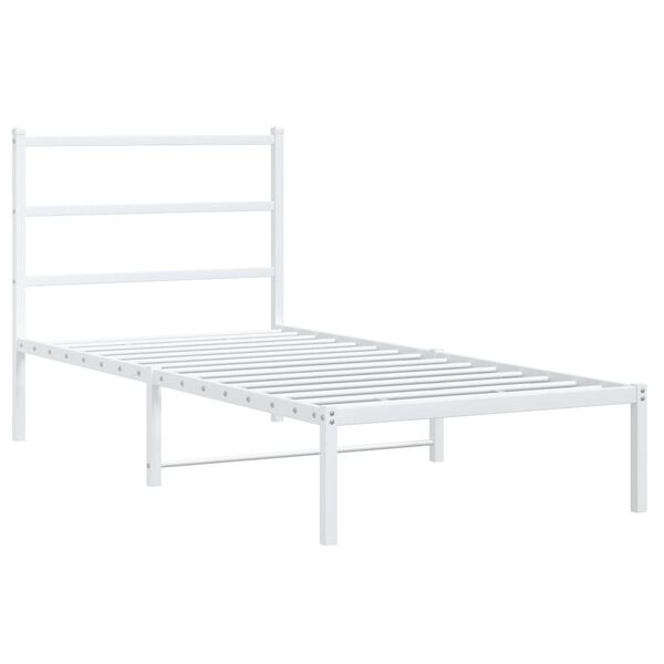 vidaXL Estructura cama sin colch&oacute;n con cabecero metal blanco 90x200 cm
