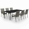 vidaXL Juego de comedor para jard&iacute;n 7 piezas gris y negro