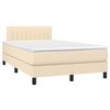 vidaXL Cama box spring con colch&oacute;n y LED tela crema 120x200 cm