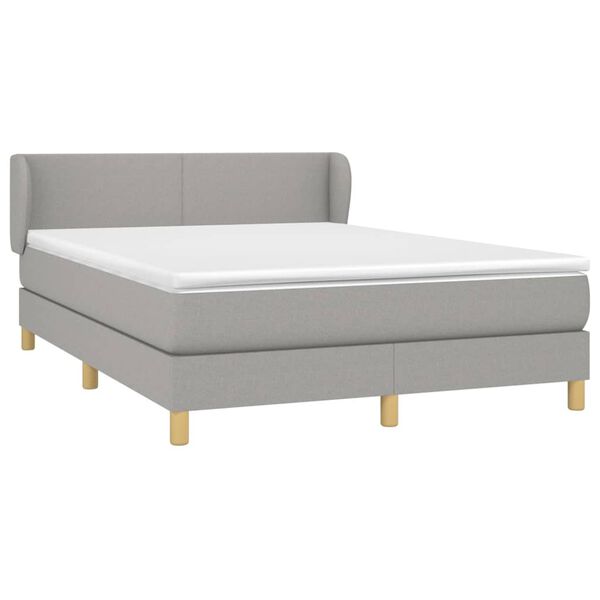 vidaXL Cama box spring con colch&oacute;n tela gris claro 140x190 cm