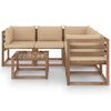 vidaXL Set de muebles de jard&iacute;n 6 pzs madera impregnada cojines beige