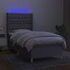 vidaXL Cama box spring colch&oacute;n y luces LED tela gris claro 100x200 cm