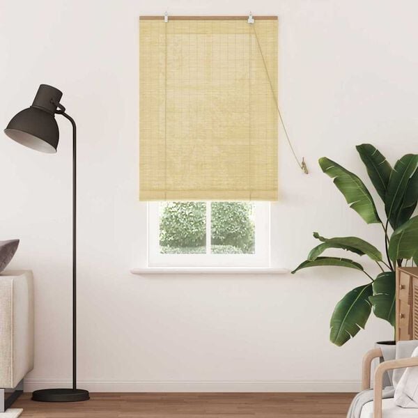 vidaXL Estor enrollable con cortinas Naturaleza 90 x 220 cm Bamb&uacute;