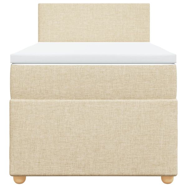 vidaXL Cama box spring con colch&oacute;n tela color crema 100x200 cm