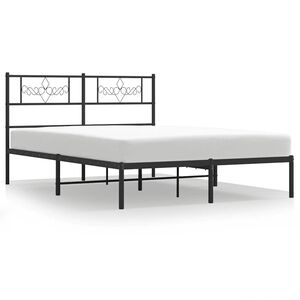vidaXL Estructura cama sin colch&oacute;n con cabecero metal negro 135x190 cm