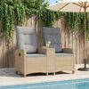 vidaXL Banco reclinable con mesa Beige y Gris Claro 126 x 65 x 112 cm