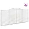 vidaXL Cestas de gaviones 3 uds forma de arco hierro 400x30x180/200 cm