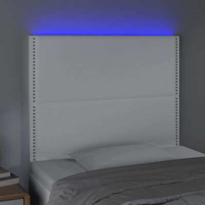 vidaXL Cabecero con luces LED cuero sintético blanco 80x5x118/128 cm