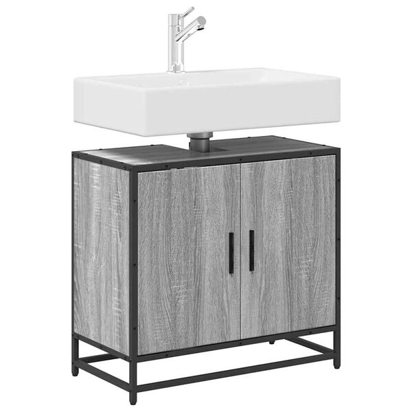 vidaXL Mueble lavabo ba&ntilde;o madera contrachapada sonoma gris 65x33x60 cm