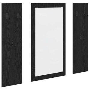 vidaXL Perchero de pared con espejo Roble Negro 96 x 1,5 x 90 cm