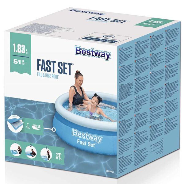 Bestway Piscina hinchable Fast Set redonda azul 183x51 cm