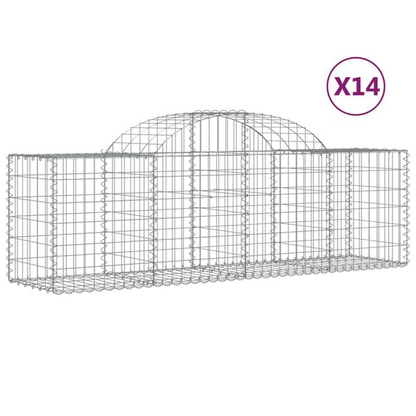 vidaXL Cestas de gaviones 14 uds forma de arco hierro 200x50x60/80 cm
