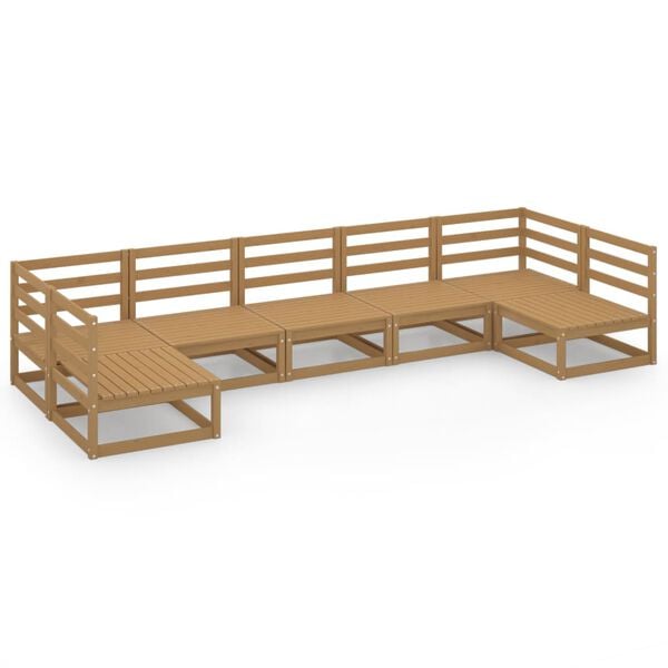 vidaXL Juego de muebles de jard&iacute;n 7 piezas madera maciza de pino