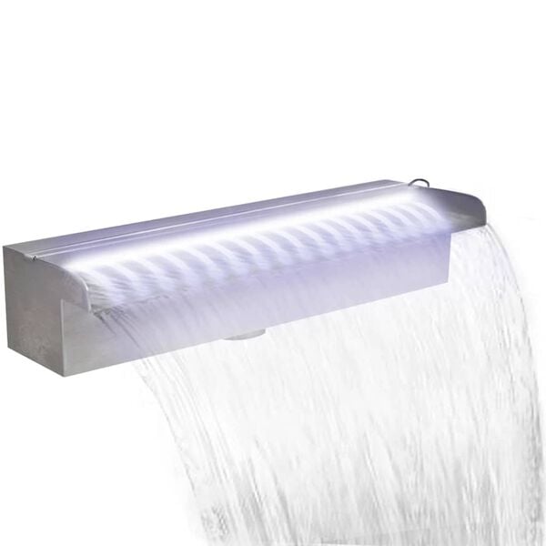 vidaXL Fuente cascada rectangular LED piscina acero inoxidable 45 cm