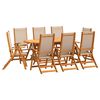 vidaXL Juego comedor de jard&iacute;n 9 pzas madera maciza acacia y textileno