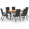 vidaXL Juego de comedor de jard&iacute;n 7 piezas negro y marr&oacute;n