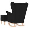 vidaXL Sill&oacute;n mecedora con taburete tela negro