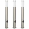 vidaXL Balizas de luz con toma de corriente, 3 unidades, 80 cm, acero inoxidable, IP44