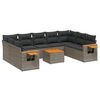 vidaXL Set de sof&aacute;s de jard&iacute;n 10 pzas con cojines rat&aacute;n sint&eacute;tico gris
