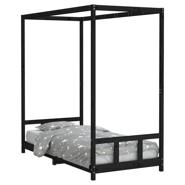 vidaXL Estructura de cama para niños madera de pino negro 90x190 cm