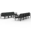 vidaXL Set muebles de jard&iacute;n 9 pzas y cojines aluminio gris antracita