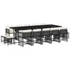 vidaXL Set comedor de jard&iacute;n con cojines 15 pzas rat&aacute;n sint&eacute;tico negro