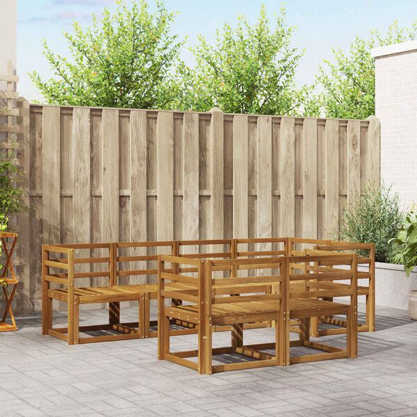 vidaXL Conjunto de sof&aacute;s de exterior 7 pcs Natural y Antracita