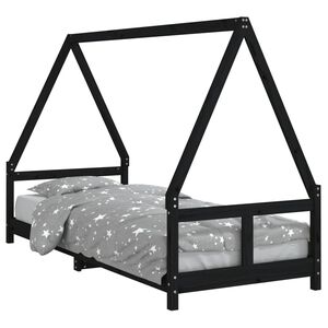vidaXL Estructura de cama para ni&ntilde;os madera de pino negro 80x200 cm