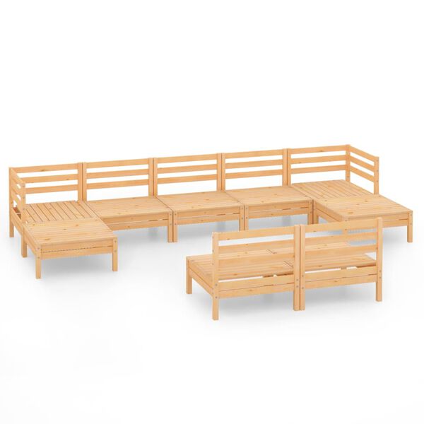 vidaXL Juego de muebles de jardín 9 piezas madera maciza de pino