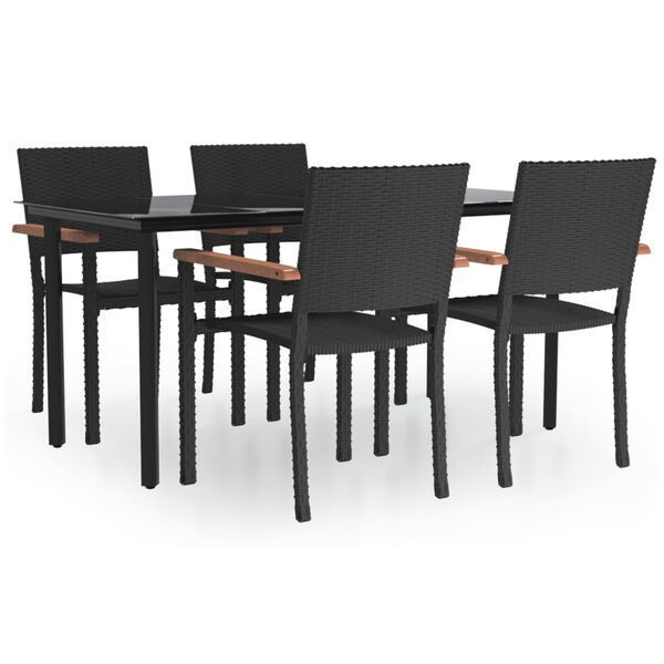 vidaXL Juego de comedor de jardín 5 piezas ratán sintético negro