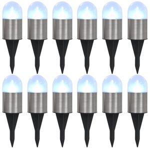 vidaXL L&aacute;mparas solares de suelo 12 unidades luces LED blanco