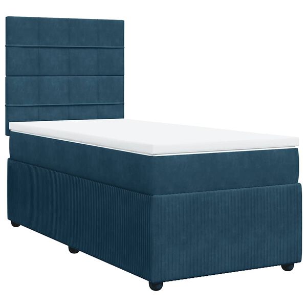 vidaXL Cama box spring con colch&oacute;n terciopelo azul oscuro 90x190 cm