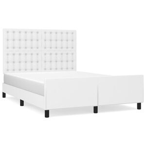 vidaXL Estructura de cama sin colch&oacute;n cuero sint&eacute;tico blanco 140x190cm