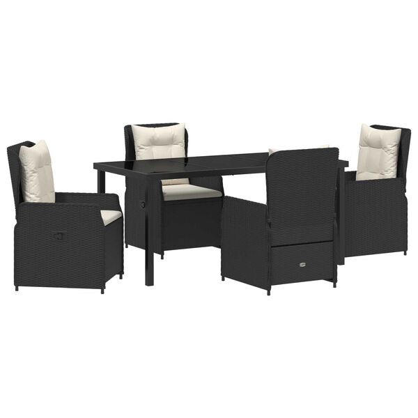 vidaXL Conjunto de Comedor de Jard&iacute;n 5 pcs Negro rat&aacute;n sint&eacute;tico