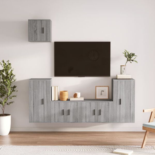vidaXL Set de muebles para TV 5 pzas madera contrachapada gris Sonoma
