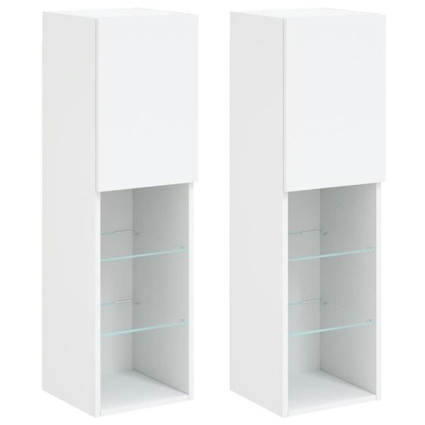 vidaXL Muebles de TV con luces LED 2 uds blanco 30,5x30x102 cm