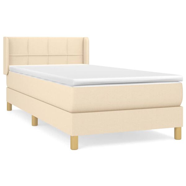 vidaXL Cama box spring con colch&oacute;n tela color crema 80x200 cm