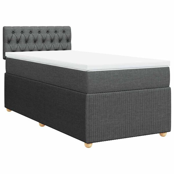 vidaXL Cama box spring con colch&oacute;n tela gris oscuro 100x200 cm