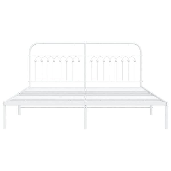 vidaXL Estructura cama sin colch&oacute;n con cabecero metal blanco 183x213cm